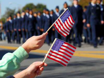 Veterans Marching with Flags